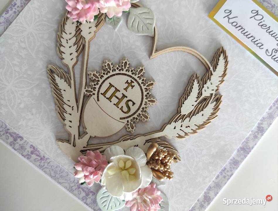 Kartka ręcznie robiona na Komunię Świętą z Rękodzieło łódzkie Łódź