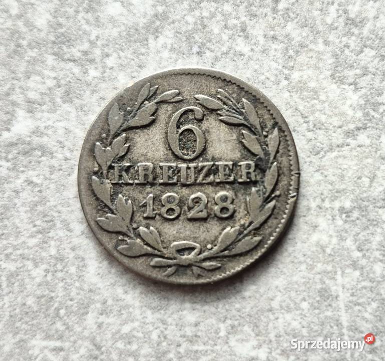44 NIEMCY srebro 6 Krajcarów 1828 r Numizmatyka