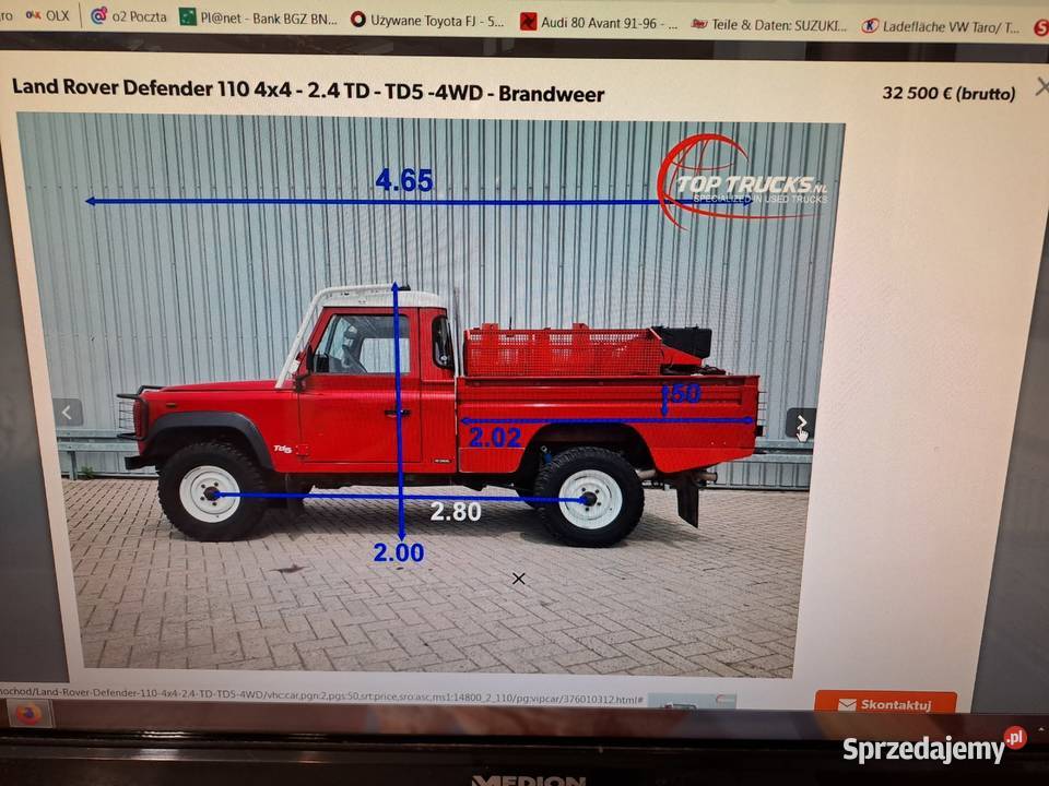 Land Rover Defender 110 pick up straż zabudowa Myślibórz sprzedam