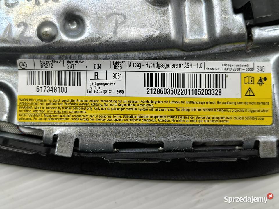 PODUSZKA FOTELA AIR BAG PRAWA EKLASA W212 osobowe Poduszki powietrzne wielkopolskie sprzedam