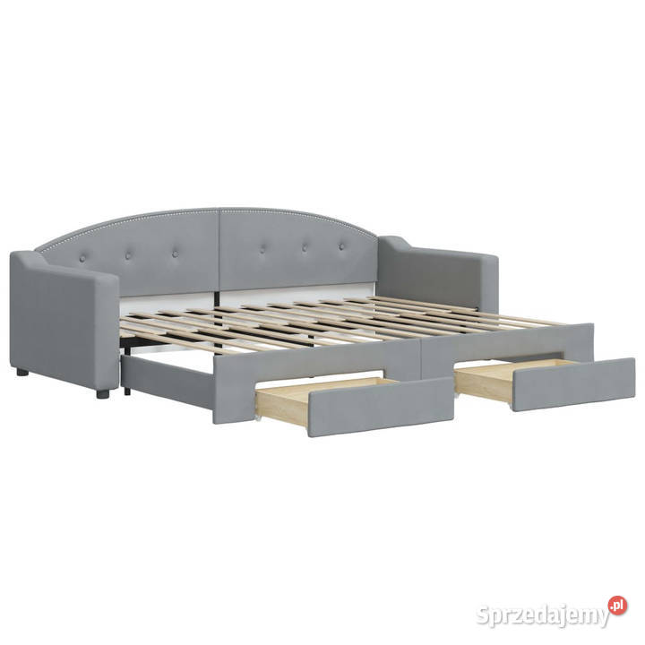 Sofa rozsuwana z szufladami jasnoszara tkanina Warszawa