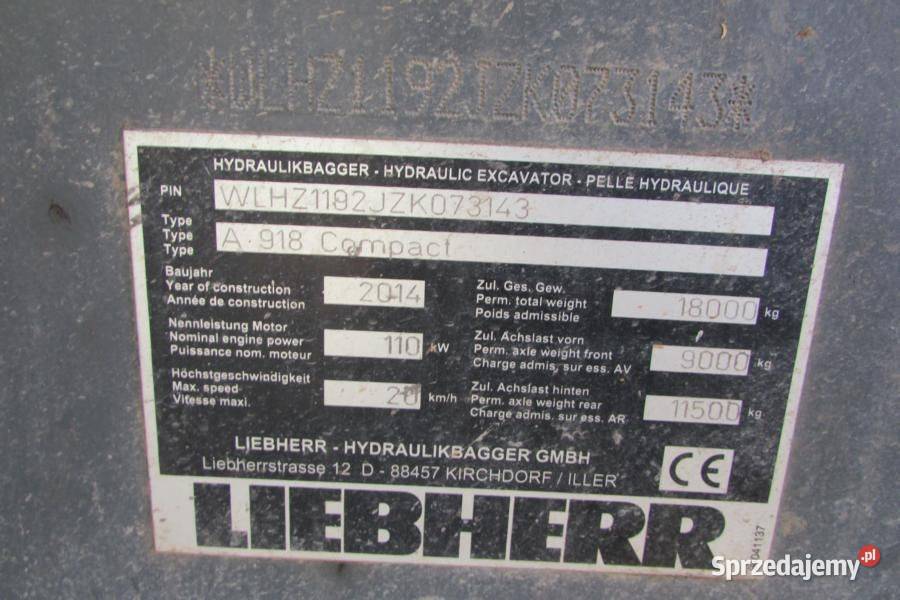 Koparka kolowa Liebherr bez oplaty Vatu Vat0 Kabina mazowieckie Warszawa