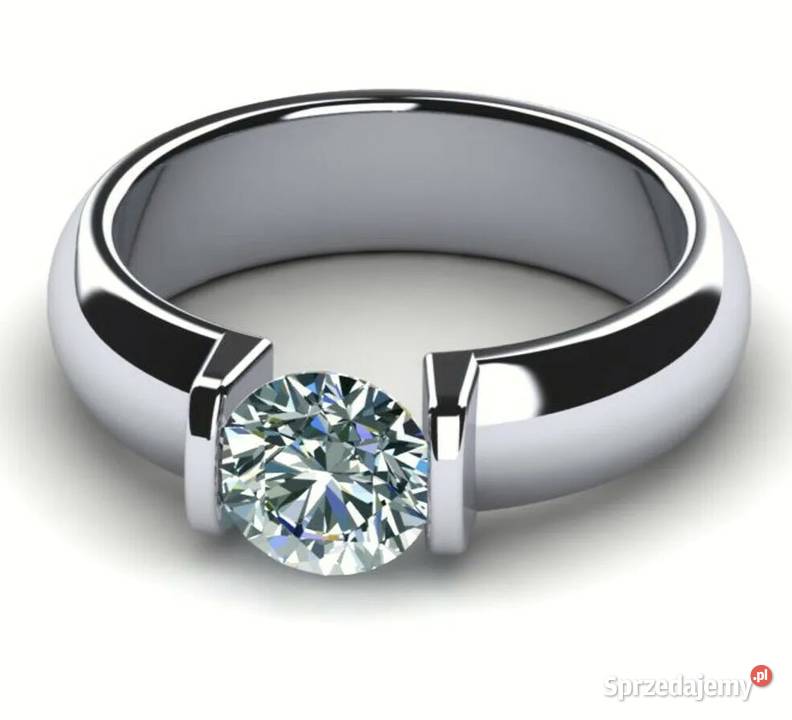 White Okrągły moissanit Diament Obrączka ślubna Białystok