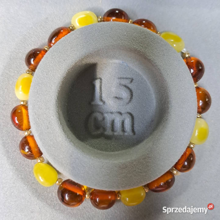 Bransoletka BURSZTYN bałtycki fasolka cytryna