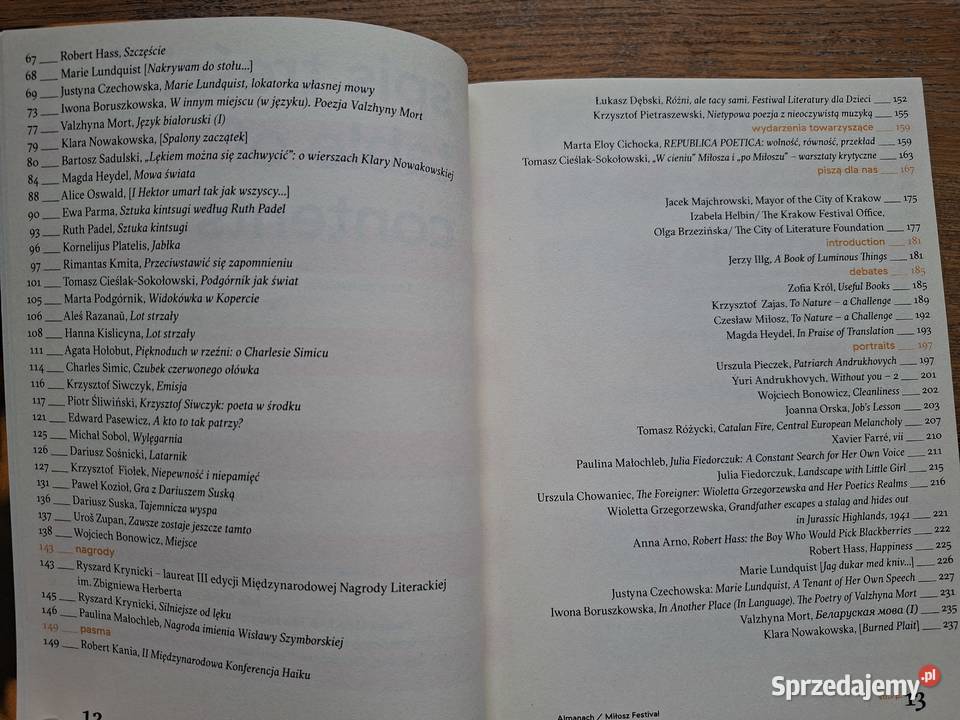 Almanach Miłosz festiwal Księga olśnień j polski miękka Kraków