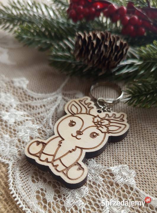 Drewniany brelok świąteczny renifer 3 wzory do łódzkie