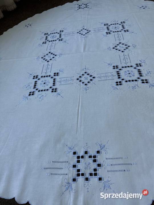 obrus okrągły haftowany rękodzieło Zabrze