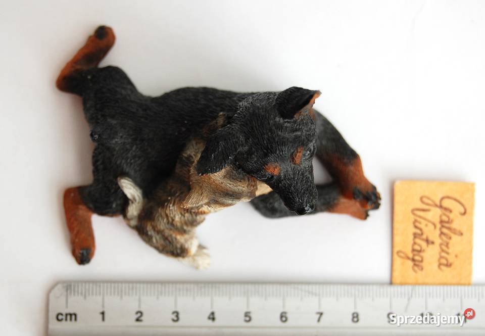 Pies i kot szczeniak doberman kotek figurka z sprzedam