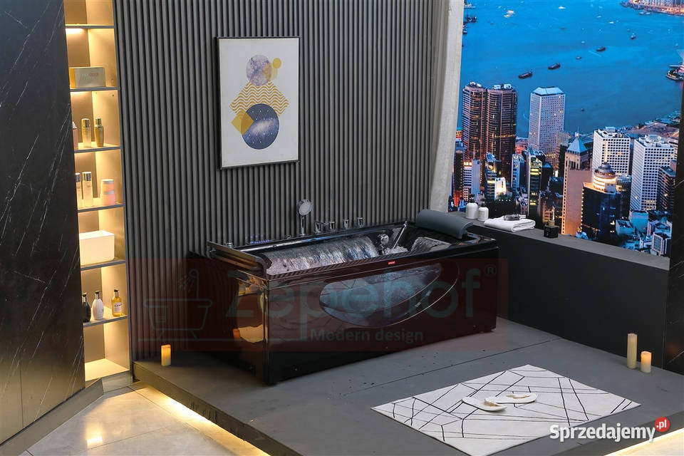 Czarna wanna z hydromasażem BCX602 prostokątna podlaskie Grabówka