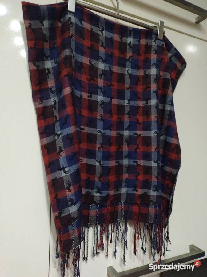 Szalik dwustronny w kratkę i z konikami Lublin