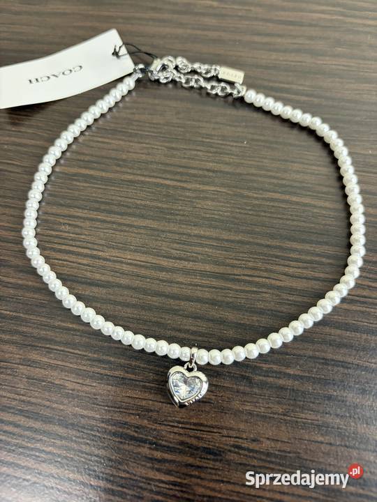 Naszyjnik damski Coach Stone Heart Pearl Choker łódzkie Łódź