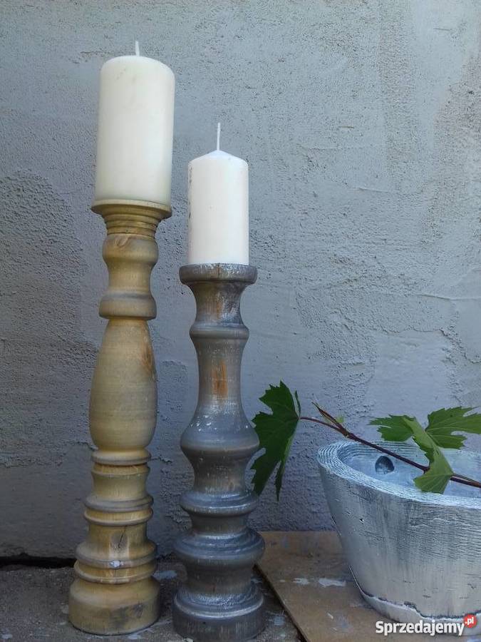 Świecznik drewniany ręcznie toczony rękodzieło Wieluń sprzedam