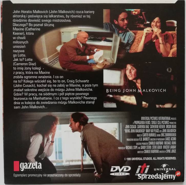 Być John Malkovich DVD John Cusack John Filmy Łódź