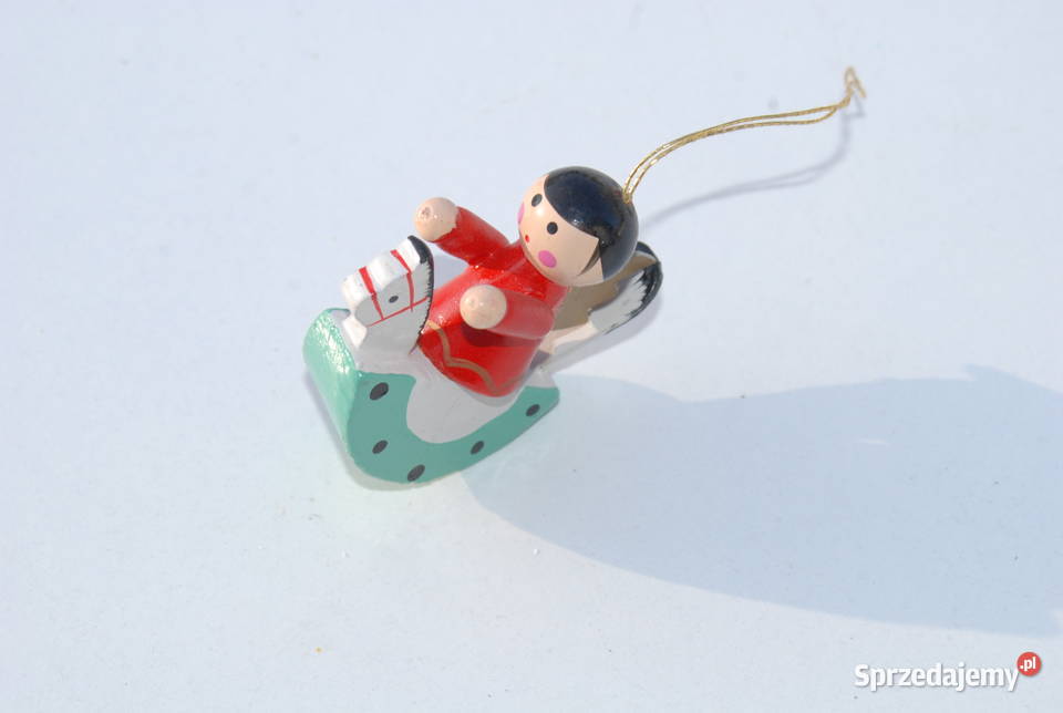 Stara ozdoba choinkowa bombka drewniana anioł na Cieszyn