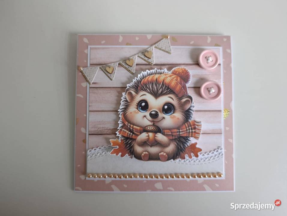 Kartka Roczek Urodziny ręcznie robiona jeż Łódź