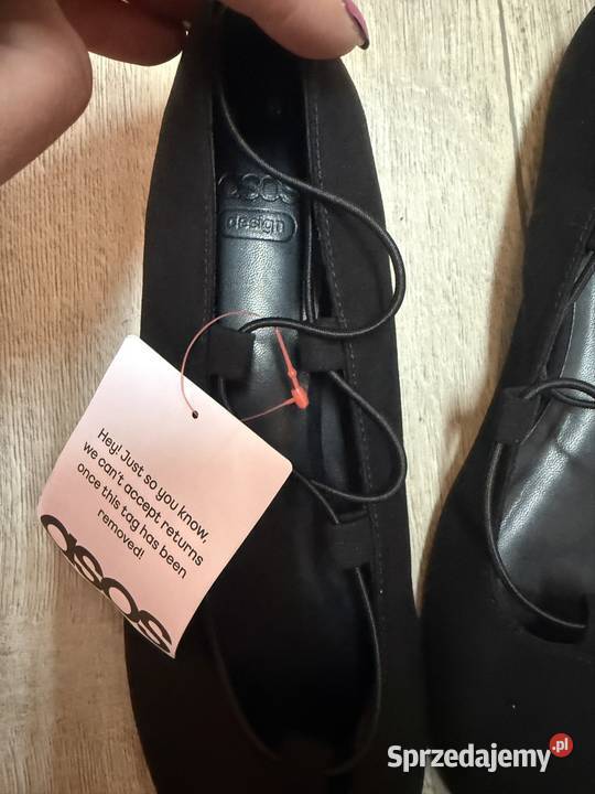 40 Asos design Czarne baleriny sznurowane z tkanina Balerinki Kraków