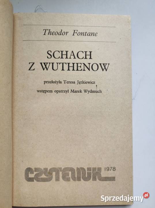 Schach z Wuthenow Theodor Fontane 1978 Kielce