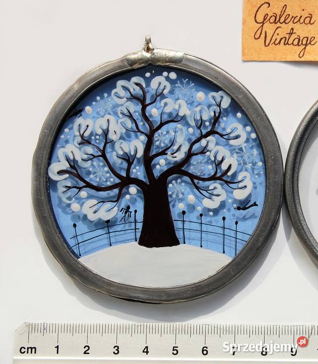 Witraż malowany na szkle zimowe drzewo Lublin