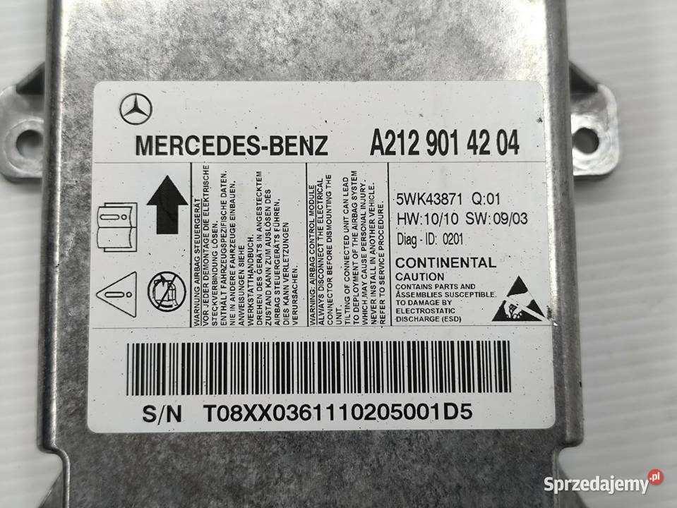 MODUŁ STEROWNIK AIR BAG MERCEDES ECLASA W212