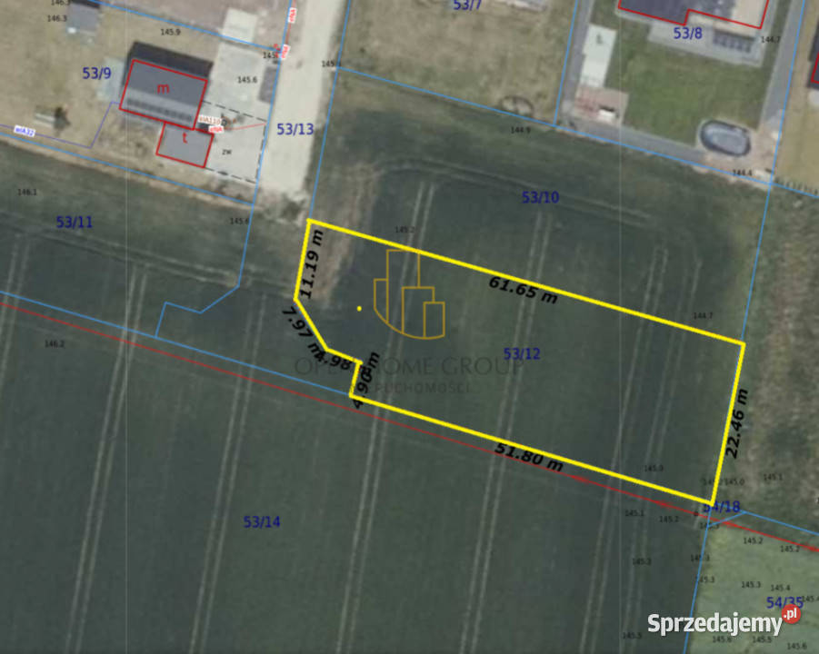 Tyniec Mały działka budowlana 1231 m2 media sprzedam
