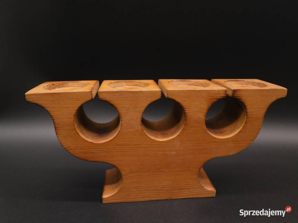 Skandynawski Świecznik Adwentowy Vintage lata 70 Porcelana i szkło wielkopolskie Raszków