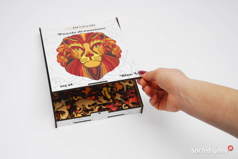 Puzzle Drewniane Premium EKO Układanka LION Logiczne Łódź