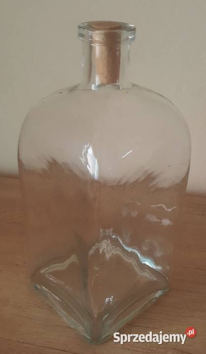 Szklany baniak galon z wiklinowym uchwytem 2 śląskie Katowice