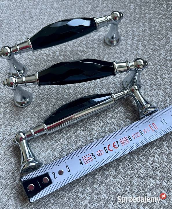 Uchwyt meblowy glamour kryształowy czarny z mazowieckie Warszawa