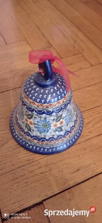 Dzwoneczek duży ceramiczny malowany niebieski Warszawa