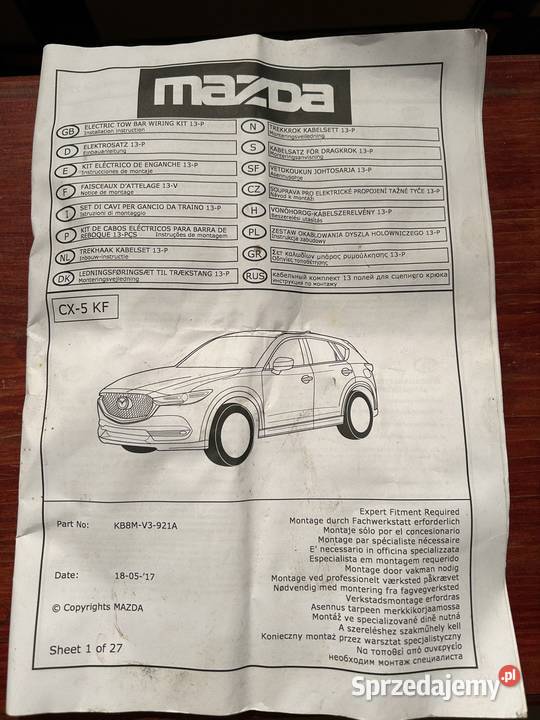 Wiązka elektryczna haka Mazda CX5KF