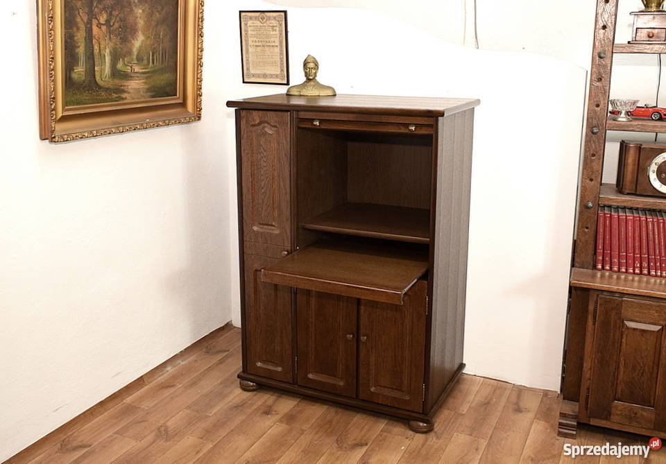 SEKRETARZYK SEKRETERA BIURKO SZAFKA KOMPUTER DĄB Świdnica