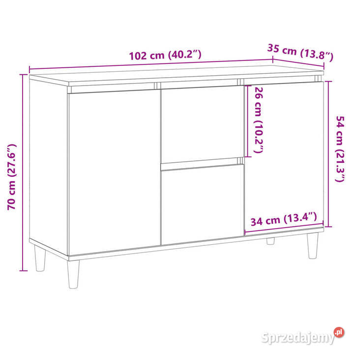 Szafka dąb artisan 102x35x70 materiał Warszawa