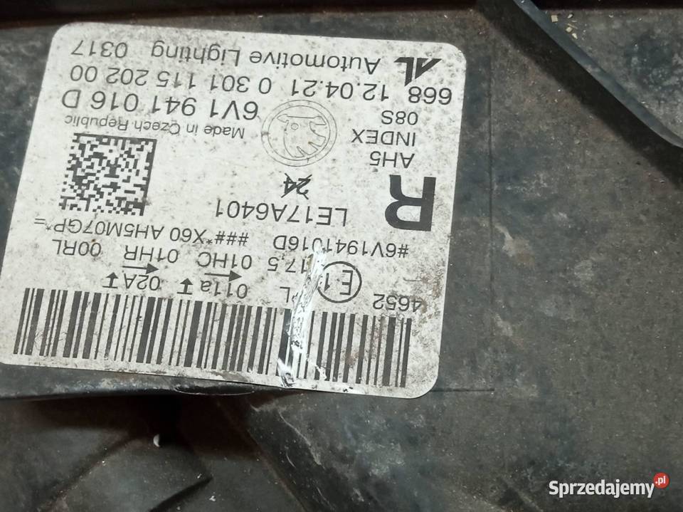 LAMPA PRZÓD PRAWA EU LIFT LED 6V1941016D Skoda świętokrzyskie