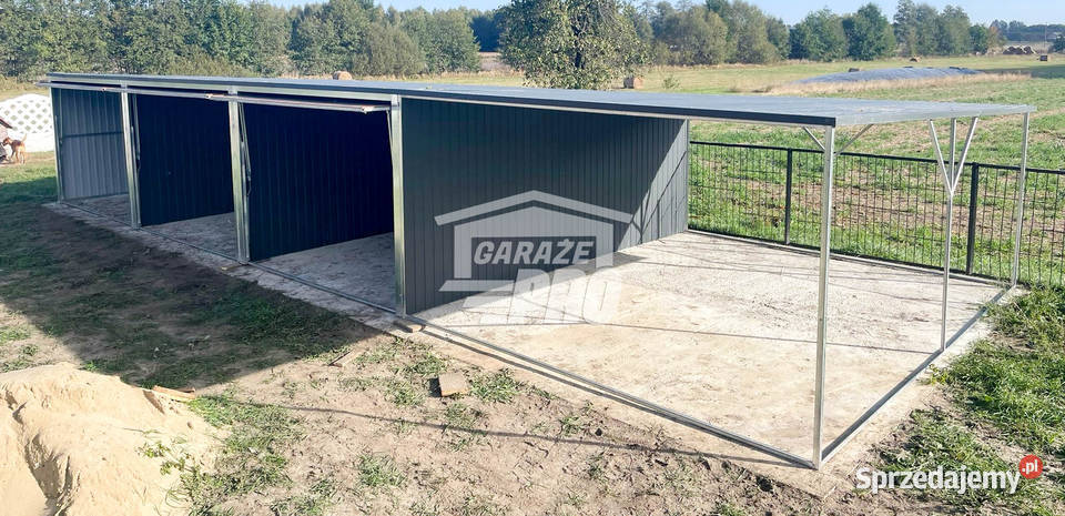 Garaz blaszany 9x6 wiata 3x6 3x Brama uchylna samodzielny