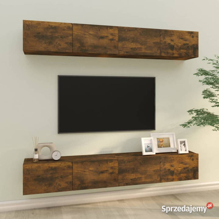 Ścienne szafki TV 4 przydymiony dąb 100x30x30