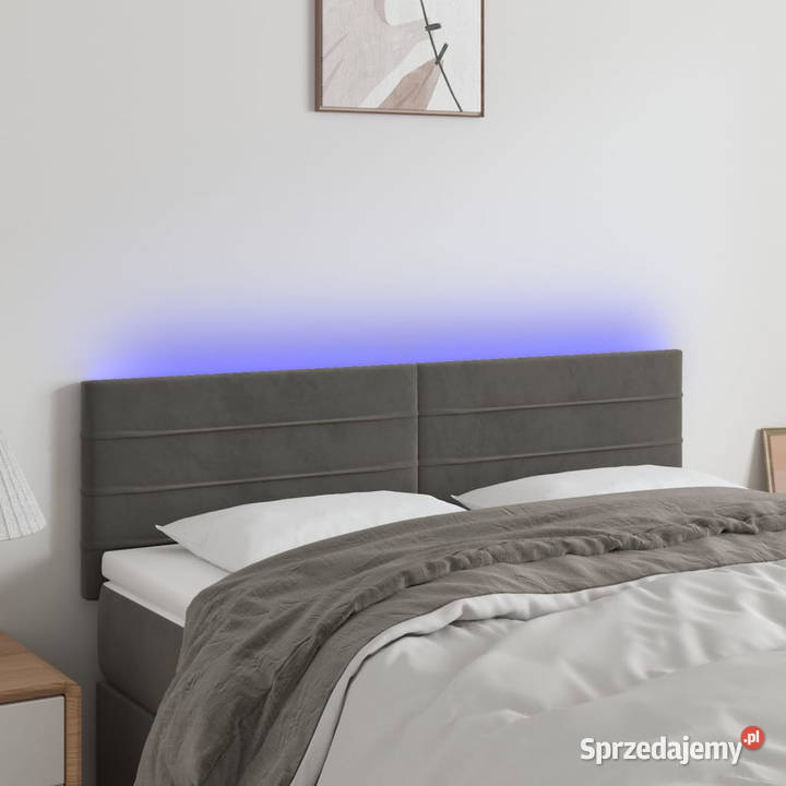 Zagłówek do łóżka z LED ciemnoszary 144x5x7888 Warszawa sprzedam