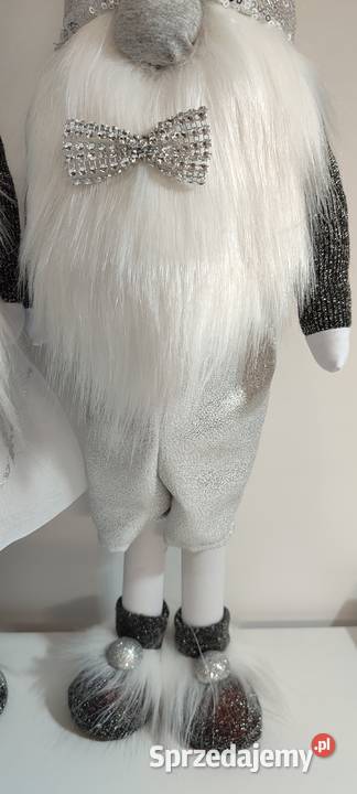 Skrzaty świąteczne para srebrny szary siwy Lipnica sprzedam