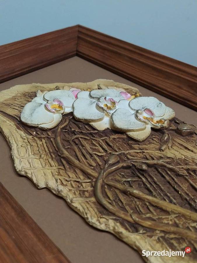 Obrazek obraz gipsowy malowany kwiaty rama małopolskie Kraków