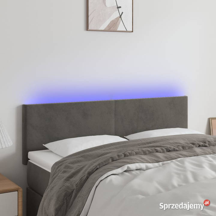 Zagłówek do łóżka z LED ciemnoszary 144x5x7888