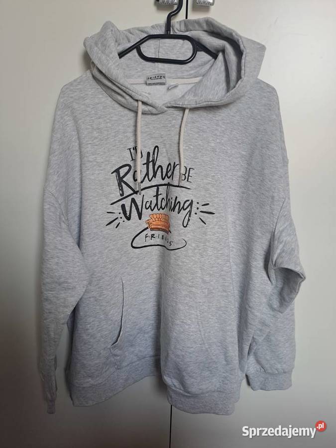Bluza friends szara z kapturem L oversize szary/srebrny Odzież damska