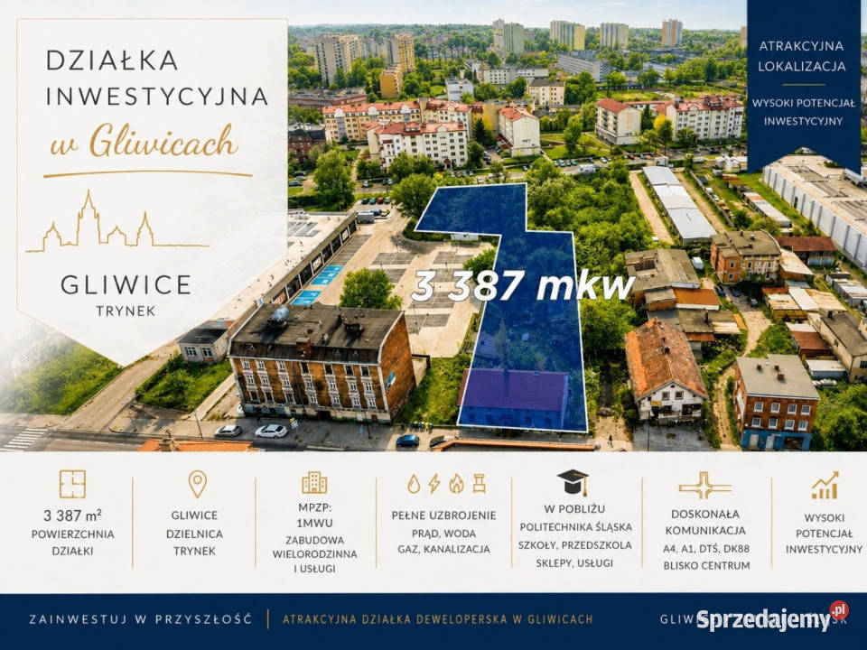 Działka inwestycyjna Gliwice Trynek śląskie
