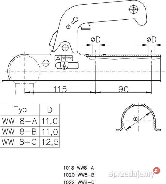 Zaczep kulowy przyczepki 800 60 mm 1860732 małopolskie Kamionna
