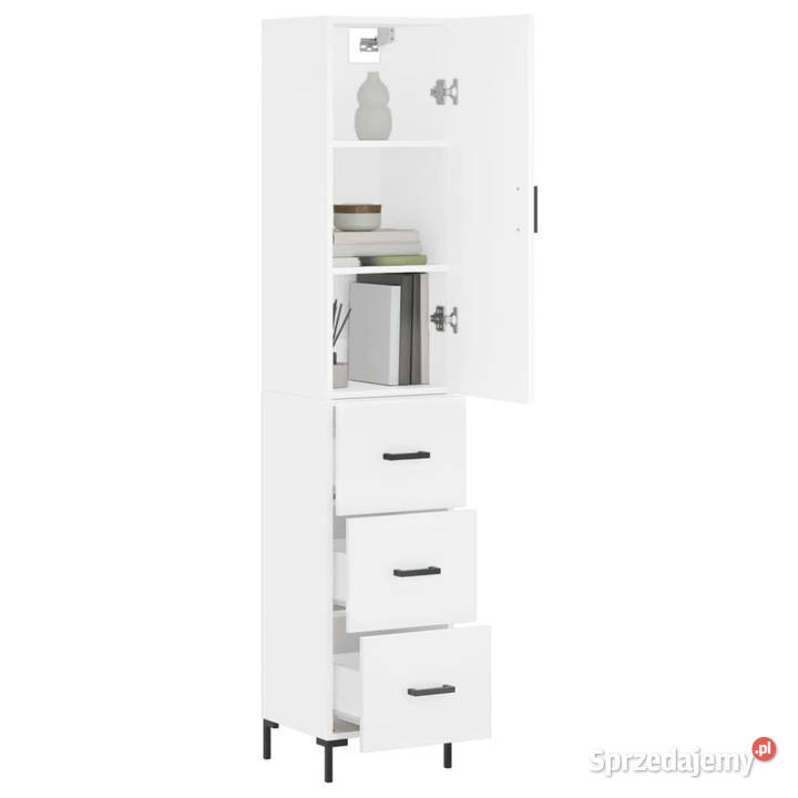 Wysoka szafka biała 345x34x180 materiał