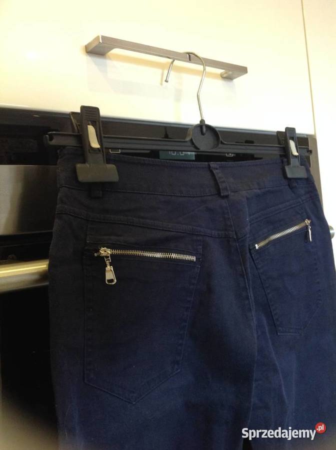 Włoskie Spodnie Granatowe Damskie S Zamki Nowa Sól sprzedam