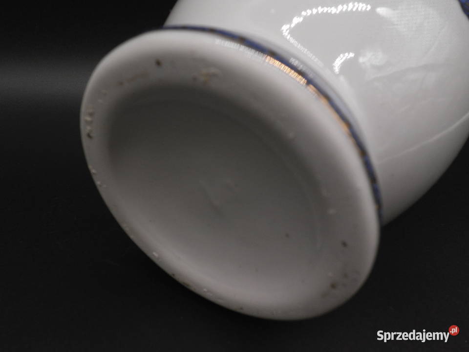WAZON PORCELANOWY KOBALT I ZŁOTO MOTYW wielkopolskie
