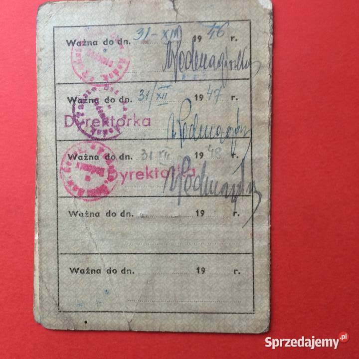 1872 Legitymacja Nauczyciela Wojtowicz Szczecin