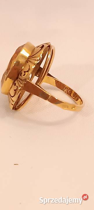 Złoty Pierścionek z Żółtym Szafirem Syntetycznym małopolskie Kraków