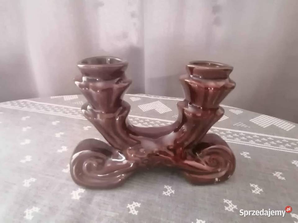 Świecznik dwuramienny PRL Porcelana i szkło Wałbrzych sprzedam