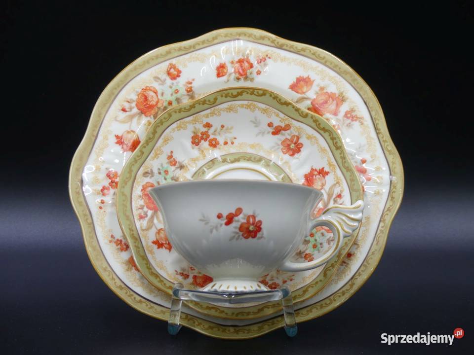 Urokliwe trio Tułowice Tillowitz 1928 45 piękne Porcelana i szkło wielkopolskie