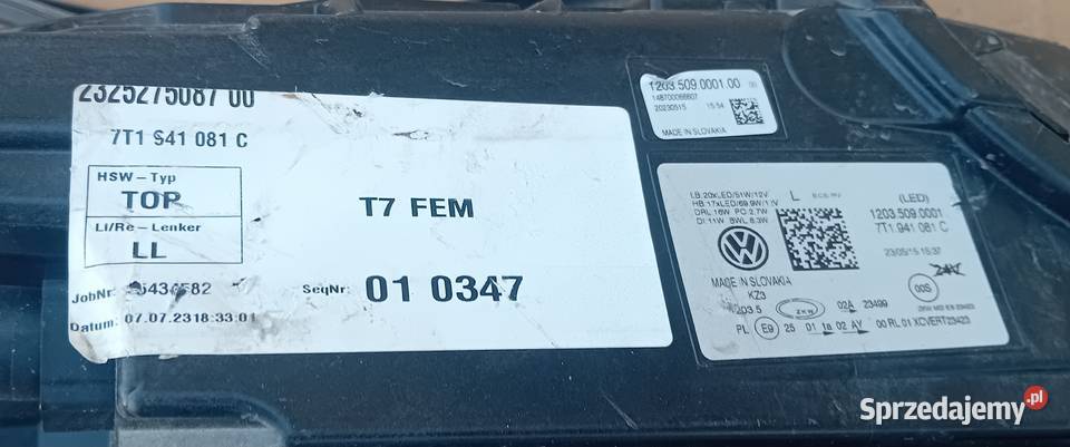 VW T7 IQ Light reflektor lampa lewy przód Przeźmierowo